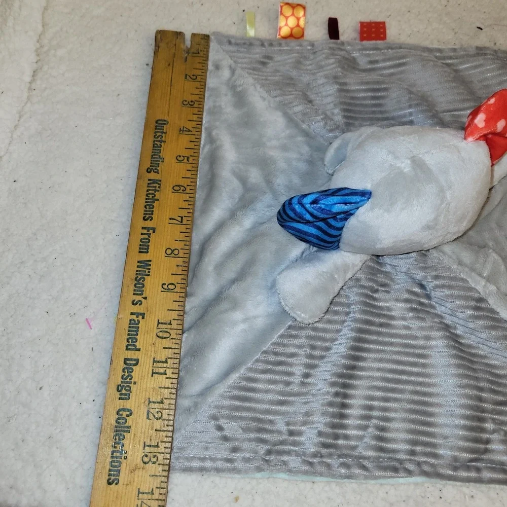 BRIGHT STARTS Taggies Gray Elephant Lovey Security Blanket Leaves Tactile Tags‎